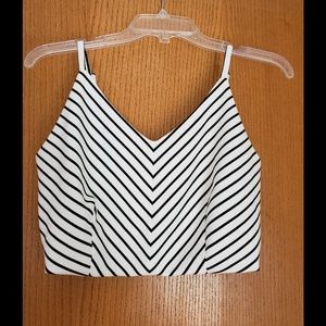 Black and White Striped Crop Top